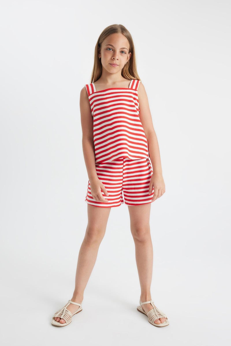 DeFacto Red Girl Girl Striped Shorts Casual - Image 3